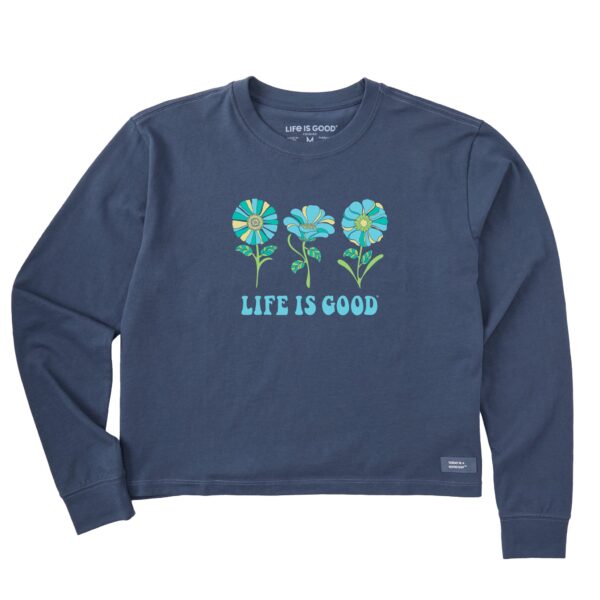 Women's 3 Flowers Long Sleeve Crusher Boxy Tee - Image 6