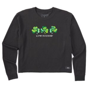 Women's 3 Tie Dye Clovers Long Sleeve Crusher Boxy Tee