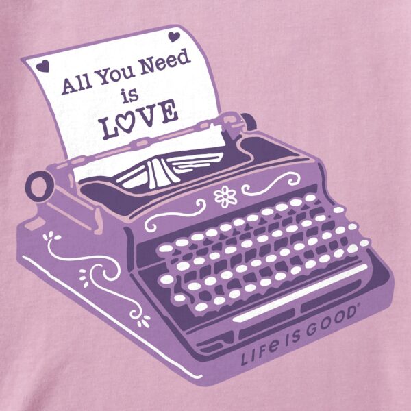 Women's All We Need is Love Typewriter Long Sleeve Crusher Tee - Image 2