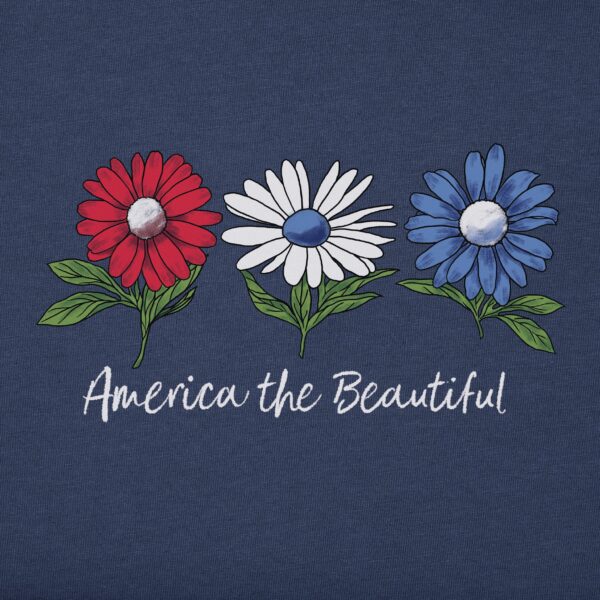 Women's America the Beautiful Daisies Long Sleeve Crusher Vee - Image 2