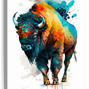 Majestic Bison Watercolor Wall Art