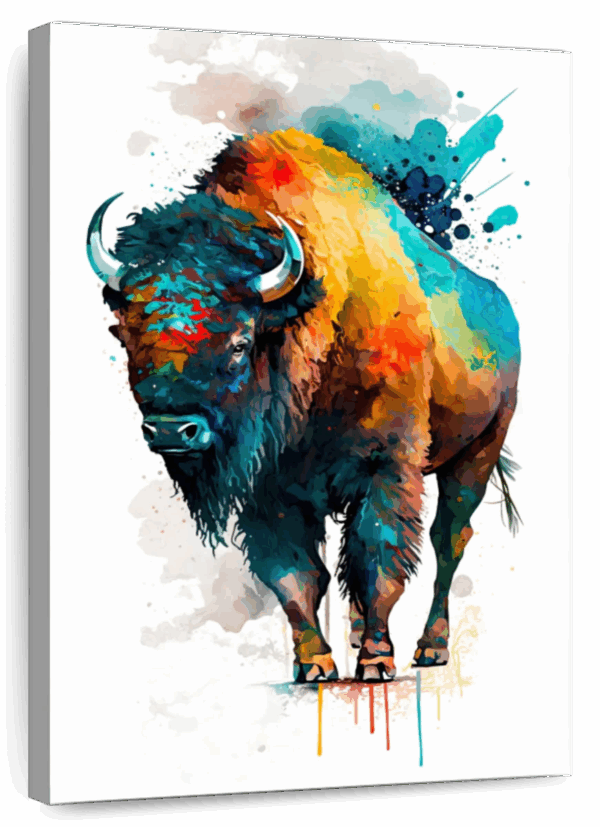 Majestic Bison Watercolor Wall Art