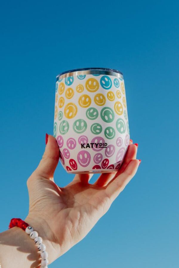 Pastel Happy Face WINE TUMBLER Cup