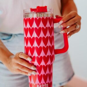 Girly Red Hearts Pattern Drink Tumbler